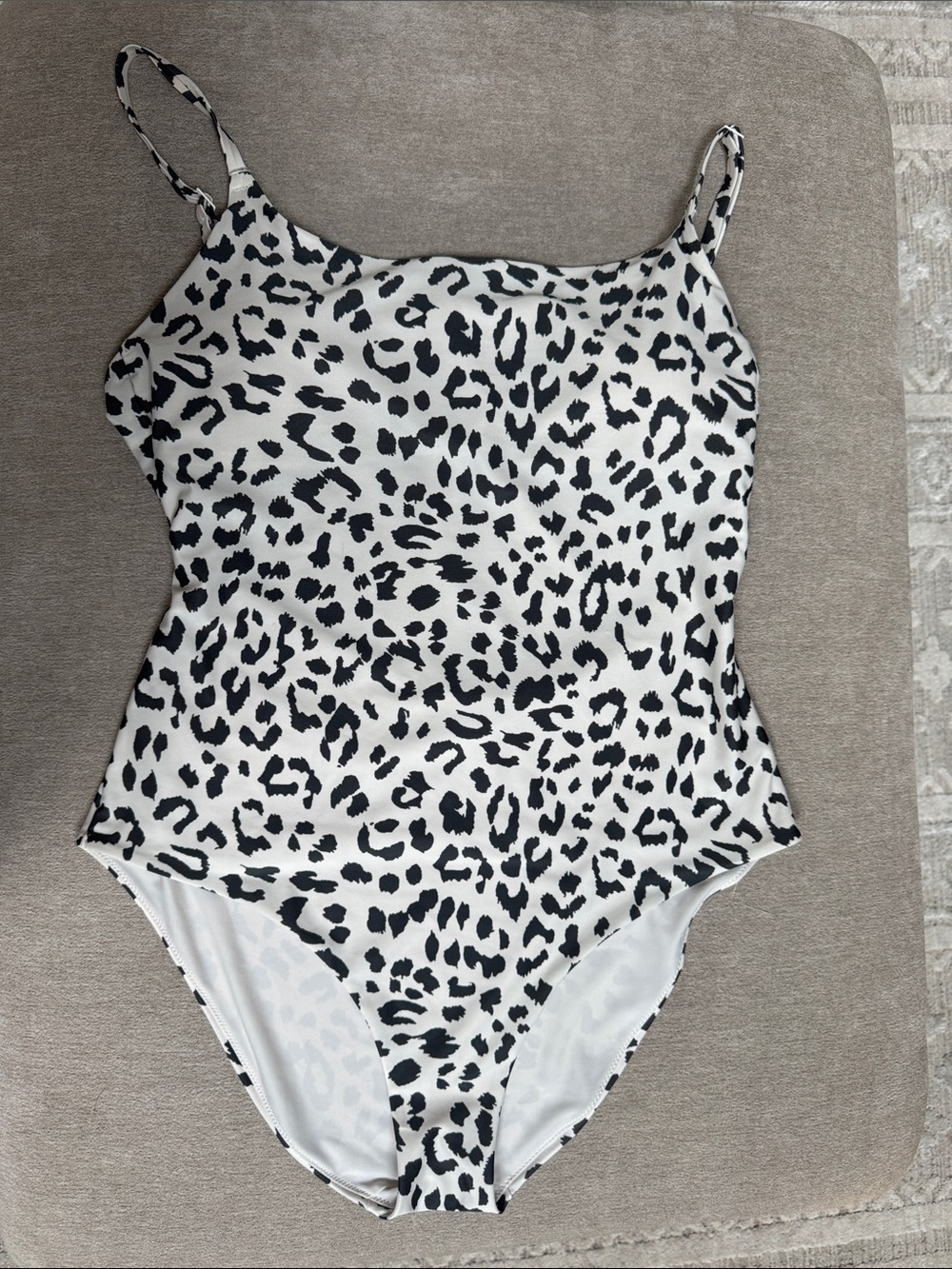 aerie White & Black Leopard Print One-Piece Swimsuit